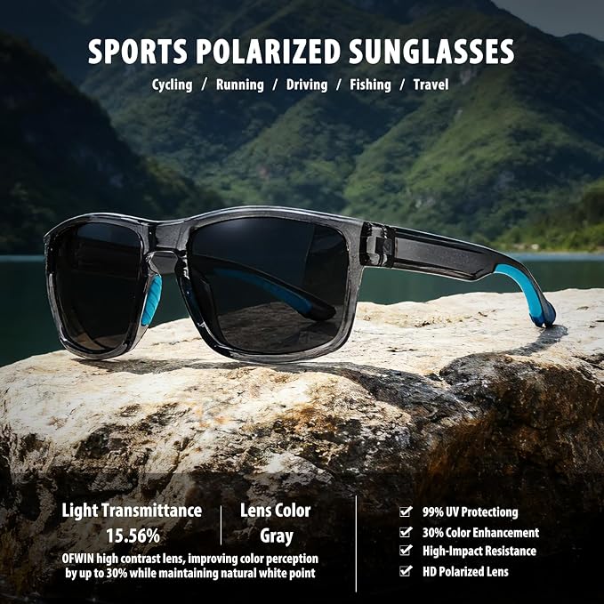 Sports Polarized Sunglasses for Men Women UV Protection Unbreakable Driving Running Fishing Hiking Sun Glasses