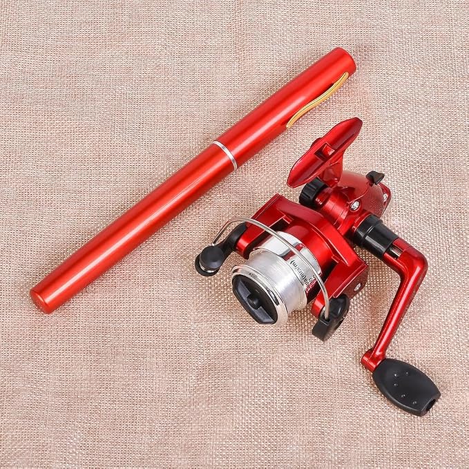 Pen Fishing Rod Kit,Pocket Size Fishing Rod,Mini Pocket Telescopic Rod with Spinning Reel,Portable Collapsible Telescopic Fishing Pole,Fishing Rod Reel Combo Kit for Saltwater Freshwater