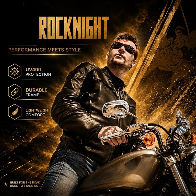 ROCKNIGHT Polarized Rectangular Sunglasses for Men Driving UV400 Protection Lightweight Al‑Mg Frame