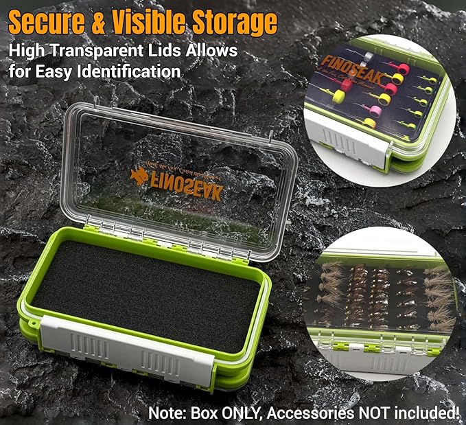 Sturdy Dual Sided Small Tackle Box Organizer, Waterproof Sealed Clear Fishing Tackle Box Tray Storage Case with Slit Foam for Jig Heads-Flies-Spoons-Rigs and Lures (FN0802)