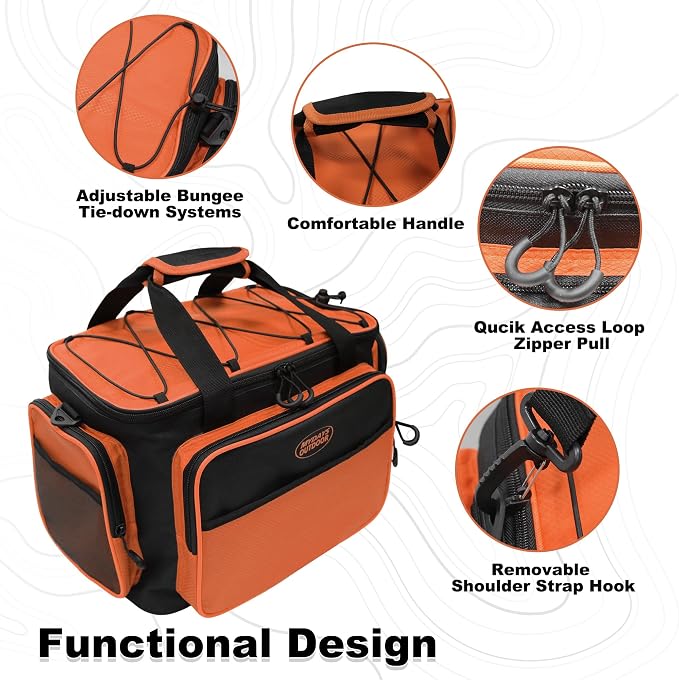 Fishing Tackle Bags,Fishing Bags for Saltwater or Freshwater Fishing,Tackle Box Bag with Padded Shoulder Strap(Not Included Tackle Box Trays)