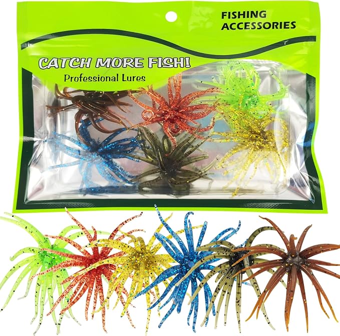 6 Pcs Soft Urchin Lures Fishing Saltwater Slow Floating Lures for Bass Trout Crappie
