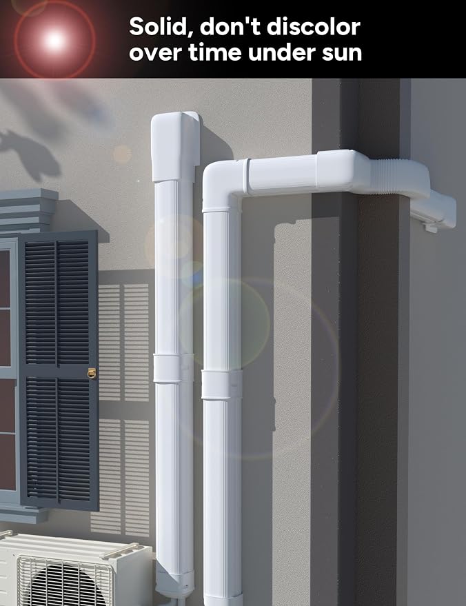 3'' 22.5Ft Mini Split Line Set Cover Kit for Minisplit Ductless Linset Air Conditioners and Heat Pumps, Central AC Decorative Upgraded UV-Proof Strong & Durability PVC Pipe