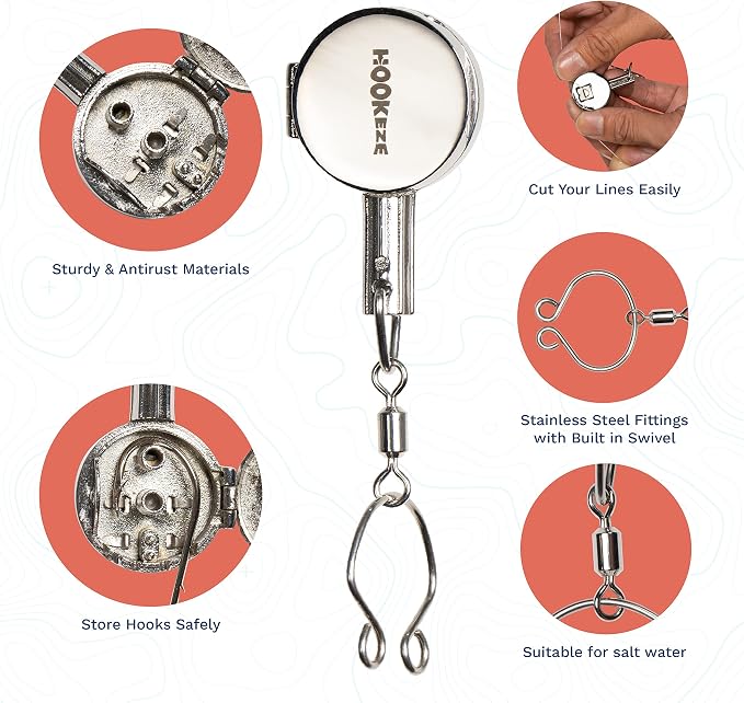 HOOK-EZE Fishing Knot Tying Tool | Protect from Fish Hooks | Tie Fishing Knots Easily | Cool Gadgets for Fishermen | Ice Fly Fishing | Fishing Accessories for Beginner Anglers | Nail Knot Tool