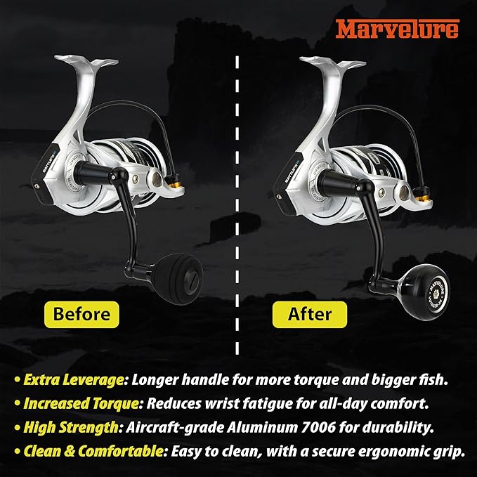 Foldable Power Handle for Penn Pursuit III IV, Battle III IV DX, Conflict I Spinning Fishing Reel Replacement Handle