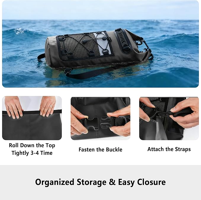 SHENDU 20L Waterproof Dry Bag - Roll-Top Backpack w/Waterproof Phone Case for Kayaking, Hiking, Camping, Boating, Beach Unisex (Black)