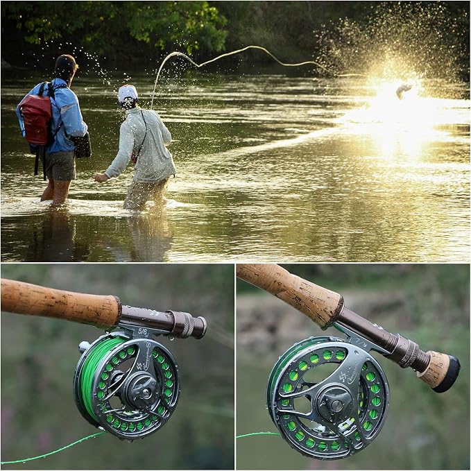 Sougayilang Fly Fishing Rod and Reel Combo, 4 Pieces Ultra Lightweight Portable Fly Rod and CNC Machined Aluminum Alloy Reel Complete Starter Package with Rod Bag