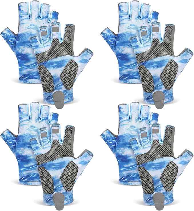 4 Pairs Half-Finger Fishing Gloves, UPF 50+ Breathable, Quick-Drying Sun Protection for Men & Women Anti-Slip for Fishing, Cycling