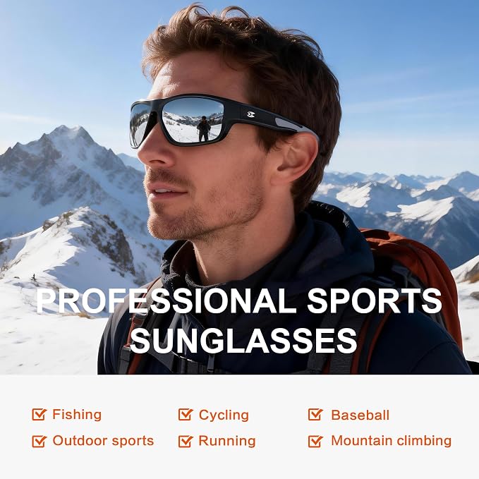 suoso Sports Polarized Sunglasses for Men: Women UV400 Protection Wrap Around Sun Glasses for Golf Fishing Running Driving