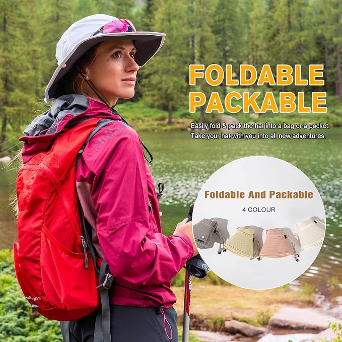 TOP-EX Men's Wide Brim Sun Hat UPF 50+ Waterproof, Packable Breathable Mesh Boonie Bucket Cap for Hiking Fishing Safari