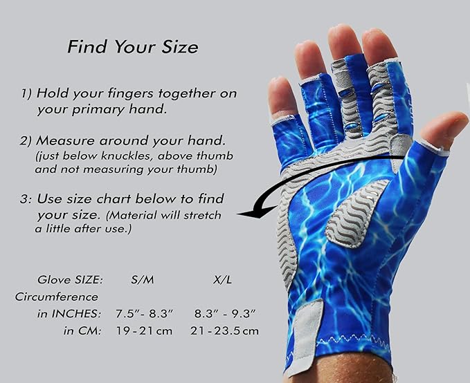 Fishoholic UPF50+ Fingerless Fishing Gloves - Sticky Grip Sun Protection Glove - Kayaking Paddling or Rowing