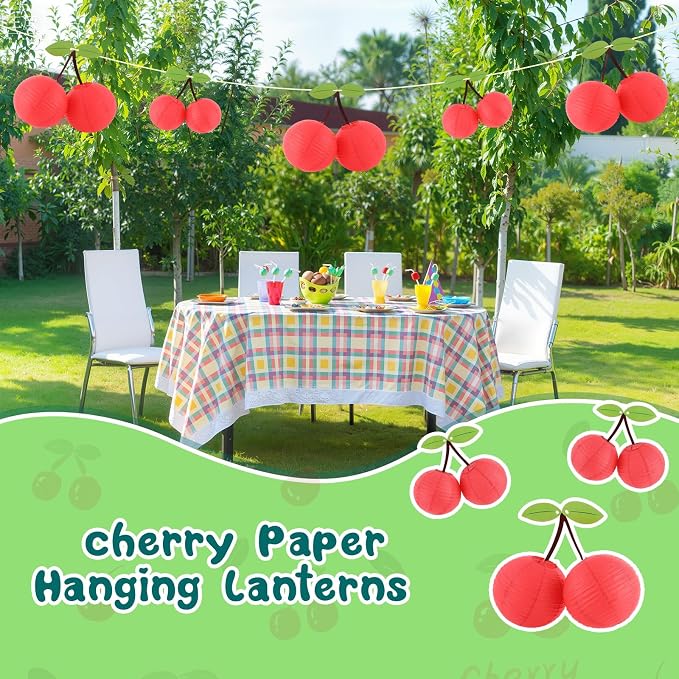 Hortsun 12 Pcs Paper Hanging Lanterns Birthday Decorations 12 Inch, 8 Inch Hanging Paper Lanterns for Party Decoration Supplies (Cherry)