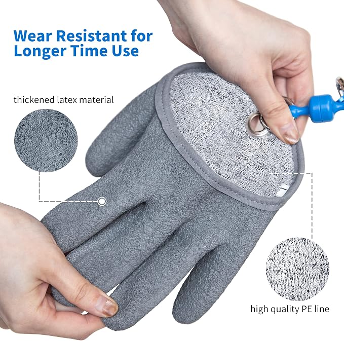 ARCLIBER Fishing Glove for Men with Magnet Release, Puncture Resistant Fish Glove for Handling, Catching, Cleaning, Anti-Slip Textured Grip Palm