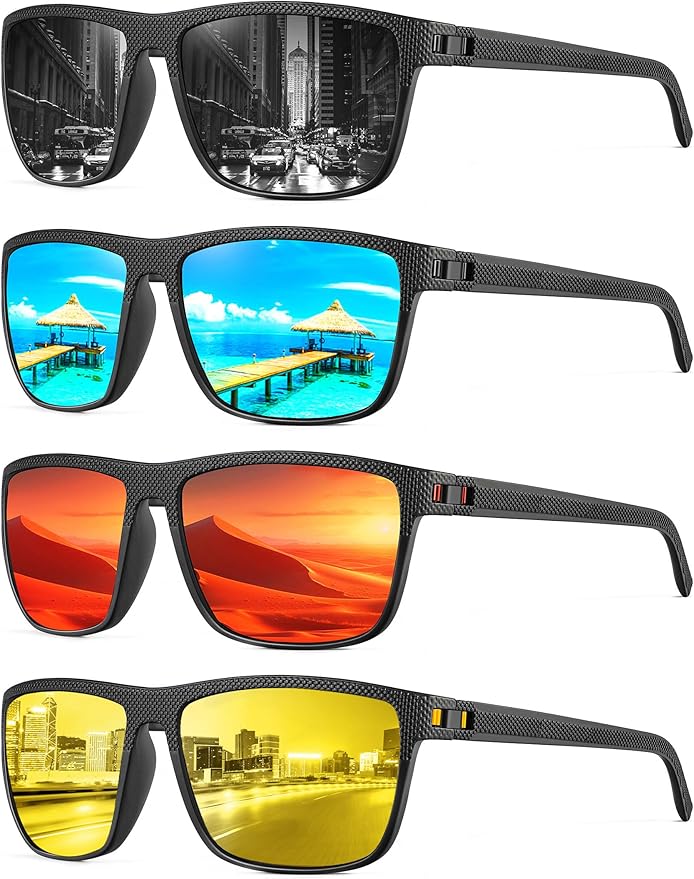 NSSIW Mens-Sunglasses Polarized Sunglasses Men : Classic Sun Glasses with UV Protection for Driving Fishing Golf 4 Packs
