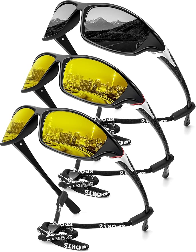 KALIYADI 4 Pack Polarized Sunglasses-Men Sports Sun-glasses: Mens Sunglasses UV Protection for Fishing Driving Cycling