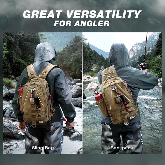Ghosthorn Fishing Backpack Waterproof Tackle Bag Sling Bag Gift