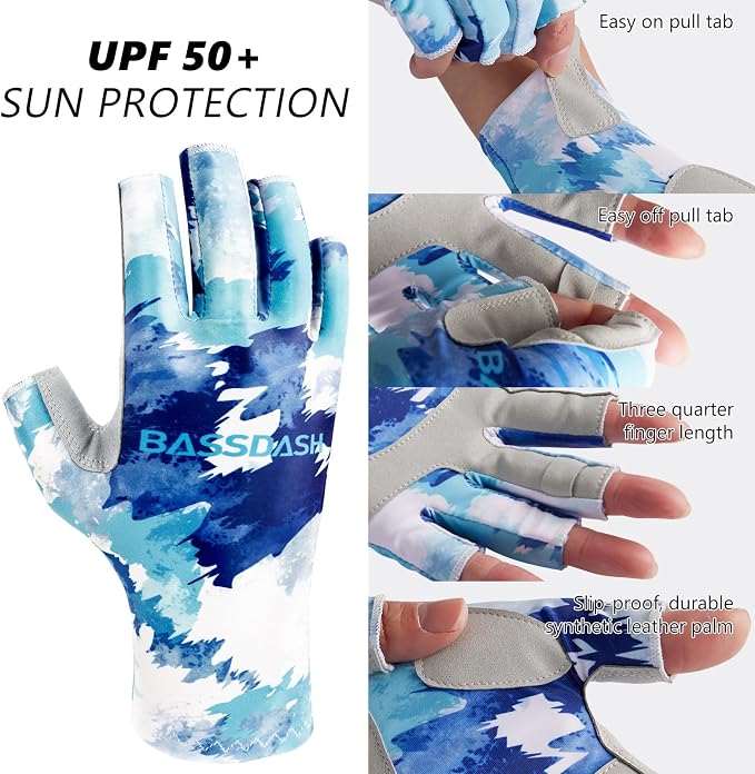 Bassdash ALTIMATE UPF 50+ Women’s Fishing Gloves UV Sun Protection Fingerless Gloves for Kayaking Paddling Hiking Cycling Driving Shooting Training