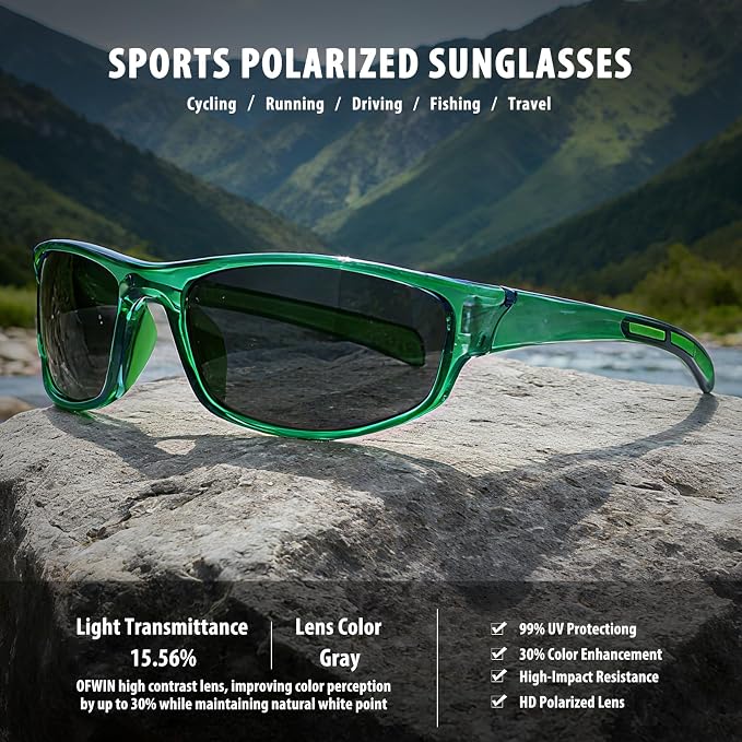 Sports Polarized Sunglasses for Men Women Wrap Around Sun Glasses Fishing Cycling Driving Running UV Protection
