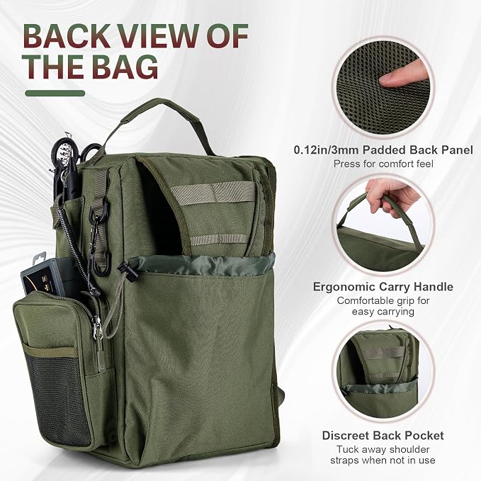 Goture OpenSide Tactical Sling Tackle Bag with 3 3700 Tackle Trays, Lightweight Fishing Backpack Storge Fishing Gear and Equipment - Green Bag Outdoor,Gift for men