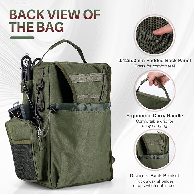 Goture OpenSide Tactical Sling Tackle Bag with 3 Tackle Trays, Lightweight Fishing Backpack Storge Fishing Gear - Green Bag Outdoor,Gift for men