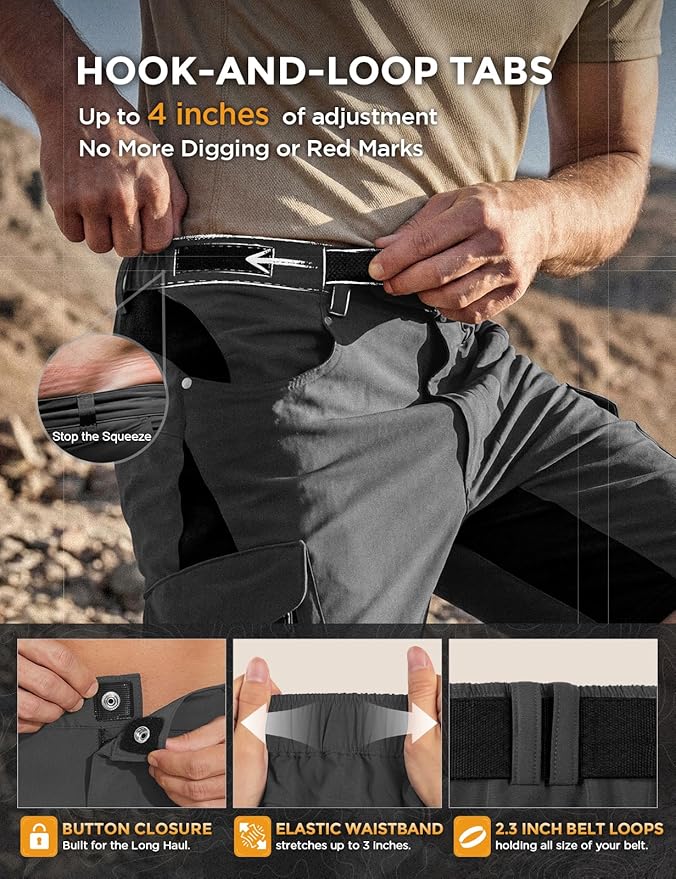 XKTTAC Men's Outdoor Quick Dry Lightweight Stretchy Shorts for Hiking, Tactical, Camping, Travel with 6 Pockets