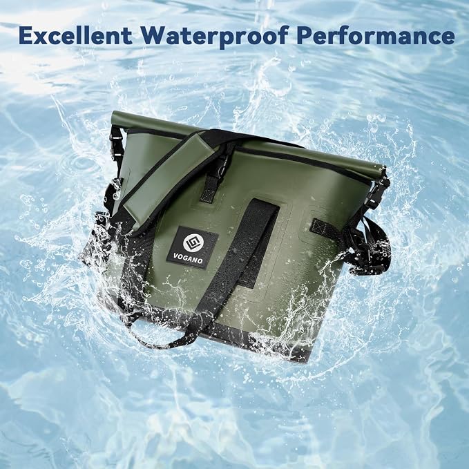 Vogano 40 Can Soft Cooler Bag - Insulated Leak-Proof Large Cooler Bag with Roll-Top Waterproof Seal | Portable Ice Chest for Camping, Beach, Travel, Picnics | 24HR Cold Retention