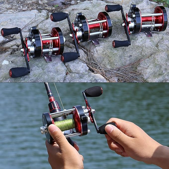 Sougayilang Fishing Reels Round Baitcasting Reel - Conventional Reel - Reinforced Metal Body and Supreme Star Drag