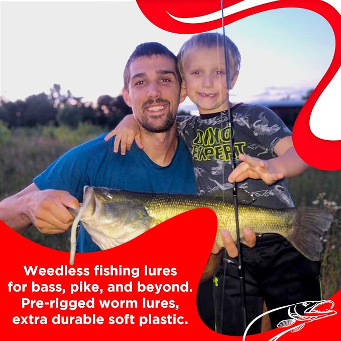 DeLong Lures 6" KILR Worm – Made in USA Weedless Pre-Rigged Soft Plastic Swimbaits, Extra Durable Bass Fishing Lures for Pike and More, 5-Pack Variety