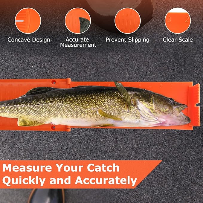 Fish Measuring Board Foldable, Floatable Compact Folding Fish Ruler for Boat, Unfolded 36 Inches Bump Board Fishing Ruler Folded to 12 Inches