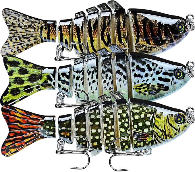 Keenjorika Fishing Lures Multi Jointed Fish Fishing Kits, Slow-Sinking Lifelike Segmented Swimbait Crankbaits, Realistic Swimming Action for Bass, Trout, Pike & Walleye, Freshwater and Saltwater