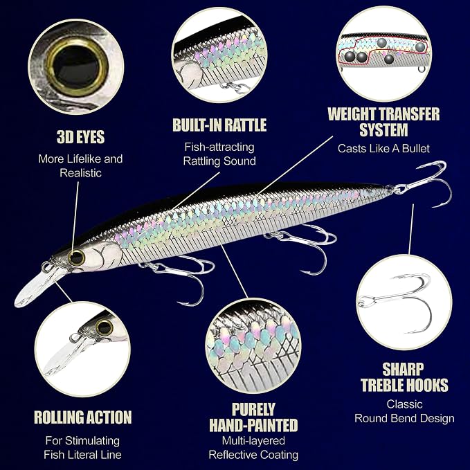 LUCKY CRAFT Surf Pointer 115MR Saltwater Fishing Lures for Halibut and Stripped Bass, Long Casting Jerkbait, Sinking Surf Fishing Gear, Fish Accessories for Tackle Box