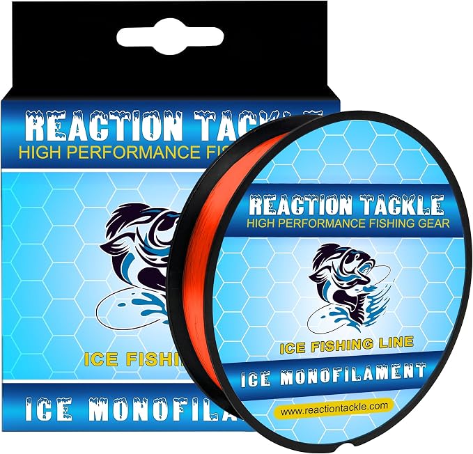 Reaction Tackle Ice Monofilament Fishing Line - High Performance Ice Fishing Line with Low Memory, High Abrasion Resistance, Freezing-Resistant - Strong and Sensitive 1000 Yard Spool Mono Line