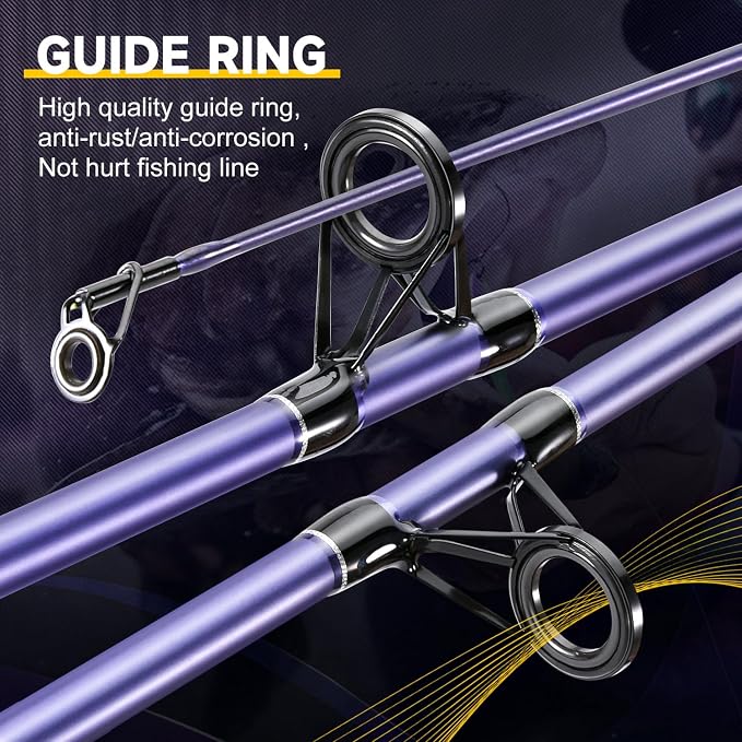 Sougayilang Spinning Rods, Strong Carbon&Glass Composite Fishing Pole with Stainless Steel Line Guides for Catfish- 7'0"