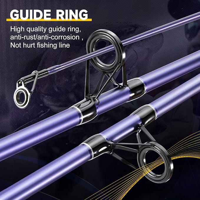 Sougayilang Spinning Rods, Strong Carbon&Glass Composite Fishing Pole with Stainless Steel Line Guides for Catfish- 7'0"