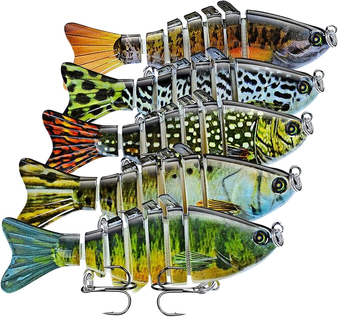 Keenjorika Fishing Lures Multi Jointed Fish Fishing Kits, Slow-Sinking Lifelike Segmented Swimbait Crankbaits, Realistic Swimming Action for Bass, Trout, Pike & Walleye, Freshwater and Saltwater