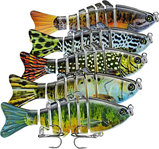 Keenjorika Fishing Lures Multi Jointed Fish Fishing Kits, Slow-Sinking Lifelike Segmented Swimbait Crankbaits, Realistic Swimming Action for Bass, Trout, Pike & Walleye, Freshwater and Saltwater