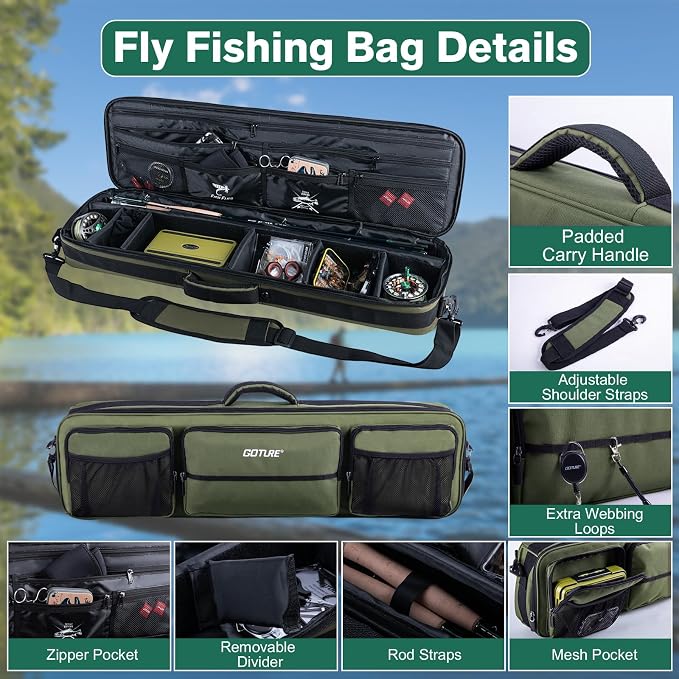 Goture Fly Fishing Rod and Reel Combo with Fly Rod & Gear Case, 9FT 4-Piece Fly Rod, Pre-Spooled Reel, Fly Line, Flies, Leader, Tippet, Forceps, Nipper and Complete Starter Kit