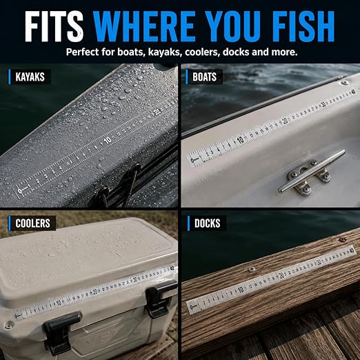 Fish Ruler Sticker 40 Inch, Transparent Fish Measuring Tape, Adhesive Fish Measuring Sticker, Adhesive Measuring Tape Fishing Boat Accessories for Boat Kayak Cooler Workbench