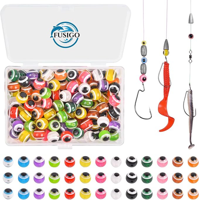 Fishing Beads Assortment Kit Hard Plastic Fishing Line Beads Bait Eggs for Texas Carolina Rigs Fish Rigs DIY Kit, 10mm 100pcs