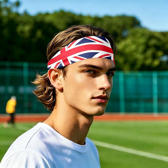 Flag Headbands for Men Women, Moisture Wicking Sweatband Breathable Sports Headwrap, Non-Slip Stretchy Fitness Hair Band