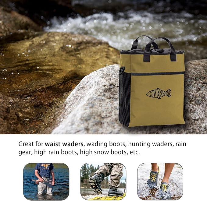 Riverruns Fishing Hunting Wader Bag with Vented Mesh, Waders Boots Bag, Fly Fish Storage Bag for Fishing, Hiking, Camping