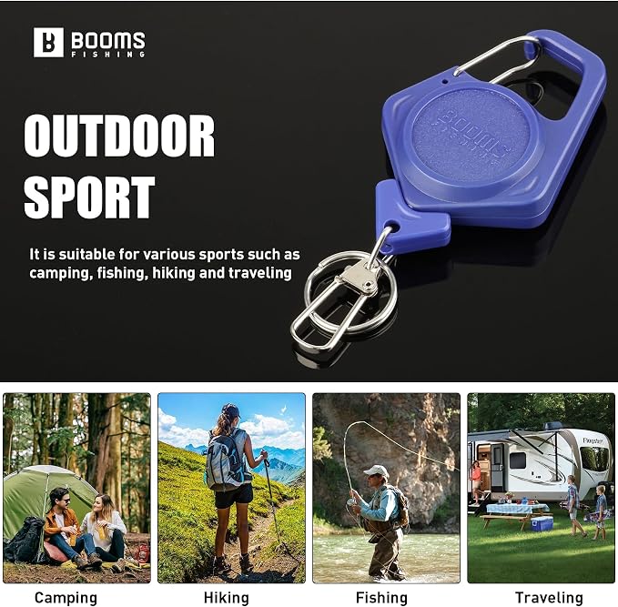 Booms Fishing Braided Line Scissors: Micro-Serrated Stainless Steel Blades Line Cutter - XW01 4.1" Fishing Serrated Shears with Zinger Retractor
