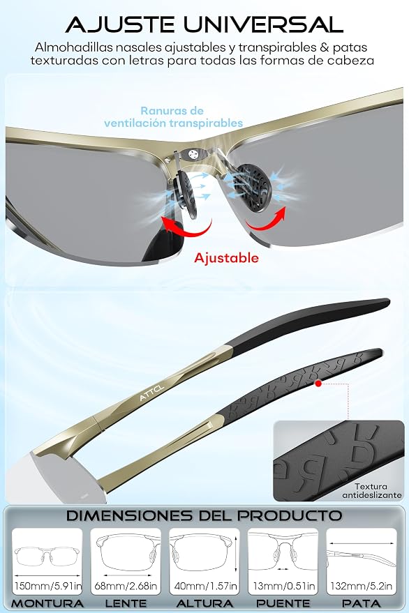 ATTCL 0.9 oz Polarized Sunglasses Men Sports: UV Protection Anti Glare Wrap Around Lightweight Metal Fishing Golf Running
