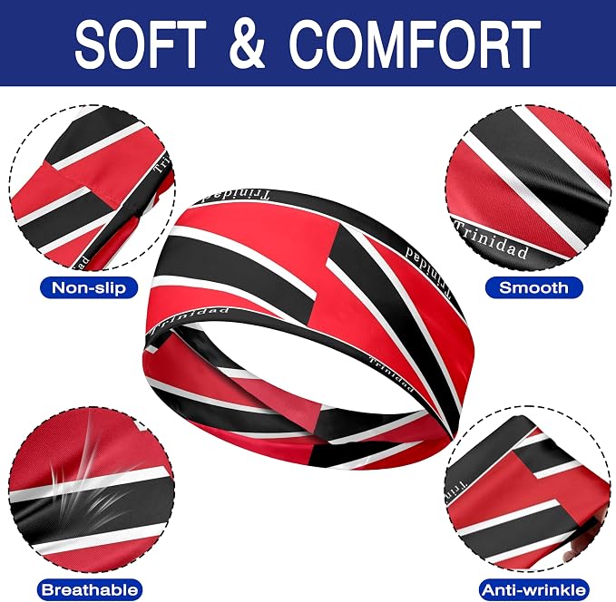 Flag Headbands for Men Women, Moisture Wicking Sweatband Breathable Sports Headwrap, Non-Slip Stretchy Fitness Hair Band
