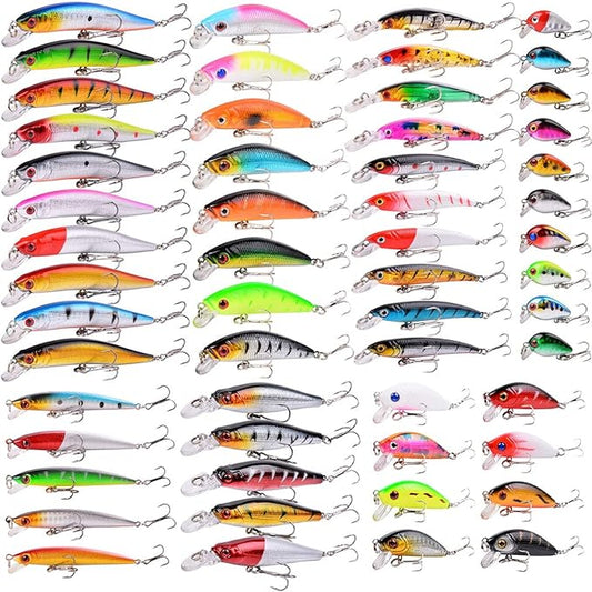 Aorace Fishing Lures Kit Mixed Including Minnow Popper Crank Baits with Hooks for Saltwater Freshwater Trout Bass Salmon Fishing