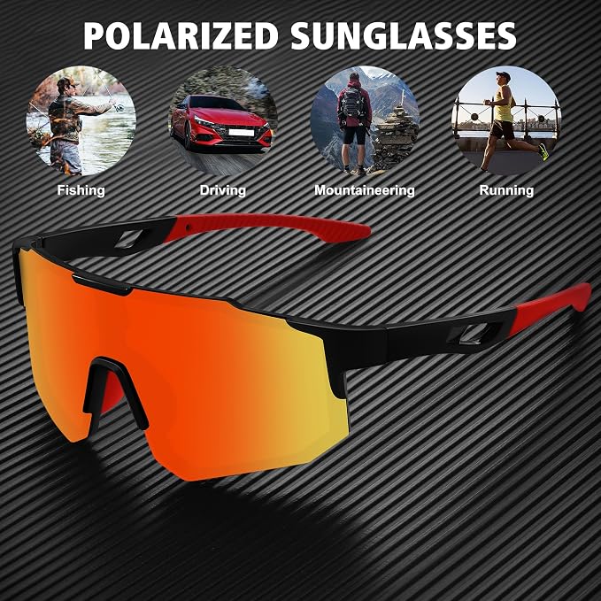 STORYCOAST Polarized Sports Sunglasses for Men Women,Driving Fishing Cycling Mountain Bike Sunglasses UV400 Protection