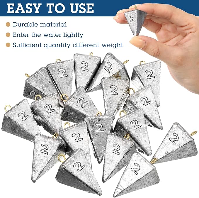Shimeyao 18 Pieces Pyramid Sinkers Fishing Weights Triangle Fishing Sinkers Rig Pyramid Sinker for Ocean Saltwater Surf Bass Casting Gear Tackle