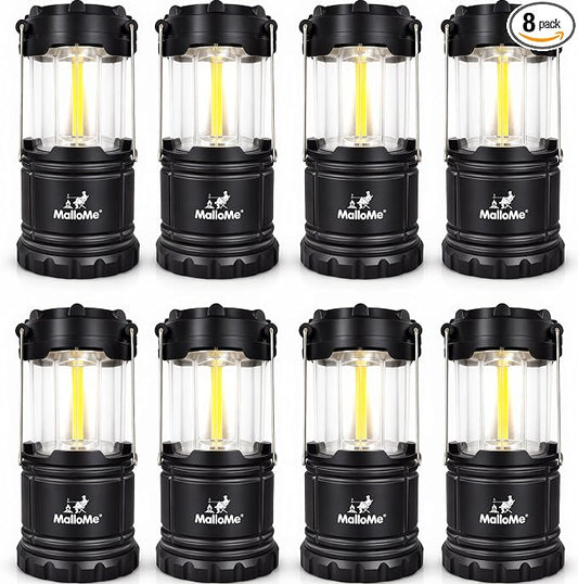 MalloMe LED Camping Lantern, Battery Powered Lanterns for Power Outages, Portable Hanging Collapsible Camping Lights for Outdoor, Home, Emergency, Hurricane Lamp Survival Outage Light 3 x AAA Operated