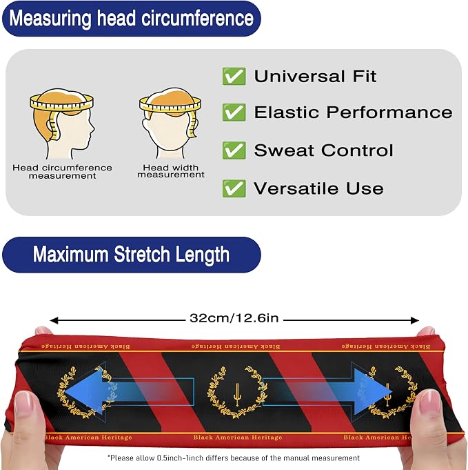 Flag Headbands for Men Women, Moisture Wicking Sweatband Breathable Sports Headwrap, Non-Slip Stretchy Fitness Hair Band