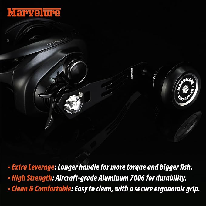 Power Handle 2.95'' (75 mm) Compatible for Shimano Curado Tranx, Daiwa Lexa, Penn Fathom Squall Low Profile, Okuma Komodo, Quantum Accurist Baitcasting Reels